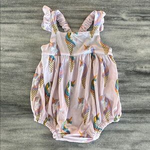 Posh Peanut Unicorn Ice Cream Baby Romper Size 0-3 Months